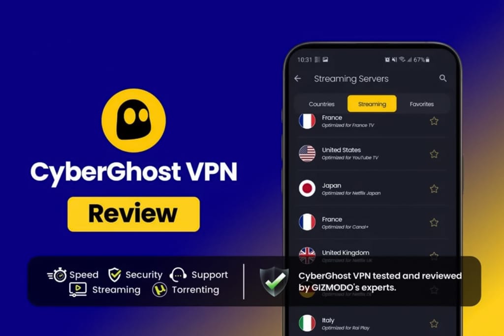 Top 5 VPNs : CyberGhost VPN Review: Secure, Fast, and User-Friendly